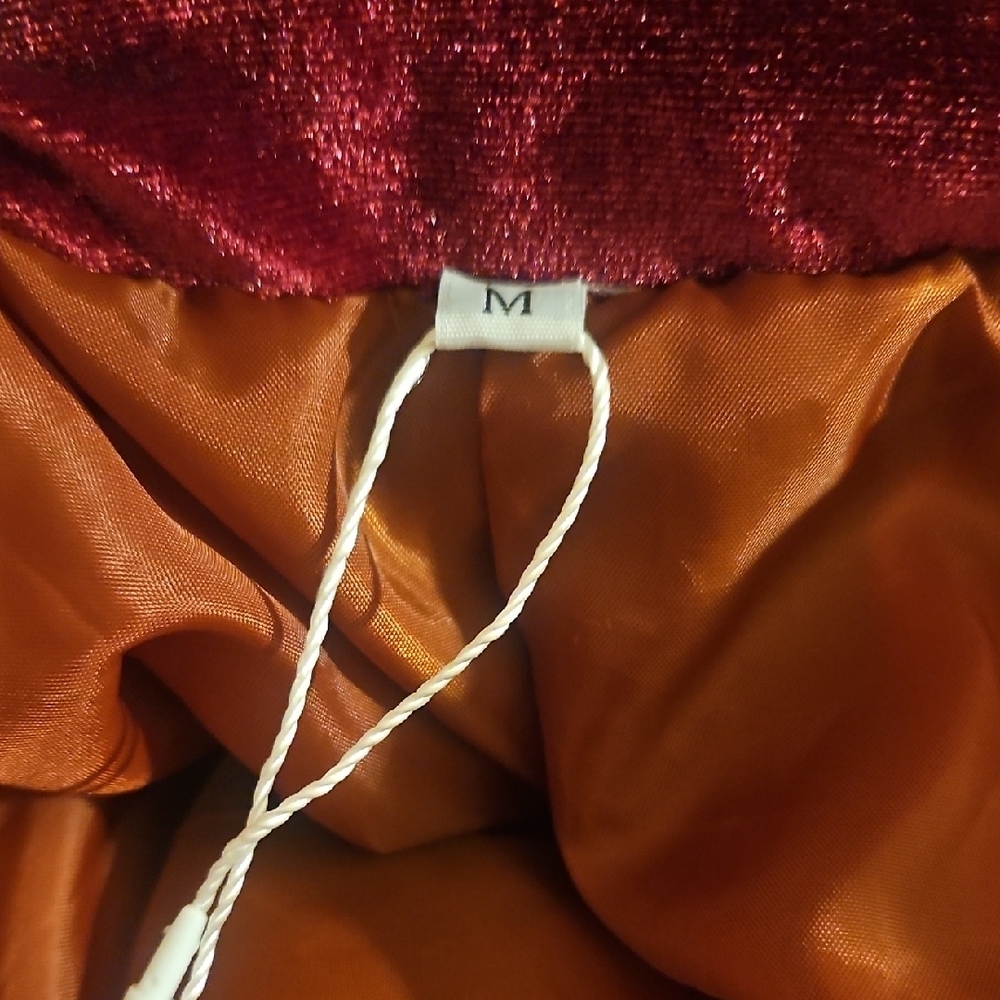 Stylish Women's Velvet Red and Orange Tiger Print Blazer with Gold Accents - Picture 7 of 7
